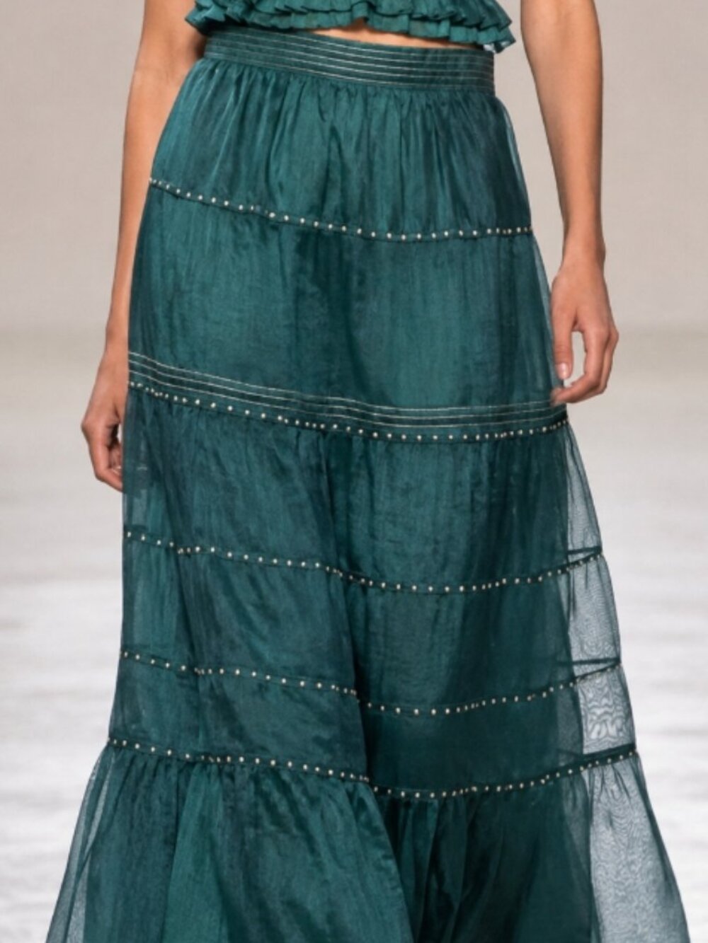 NWT ULLA JOHNSON Margot Voile Midi Skirt in Teal XS $595